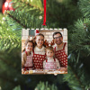 Personalized family photo Christmas ornament, square brick puzzle design, festive holiday decor