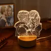 Custom 3D Photo Lamp with engraved couple, warm LED light, unique gift.