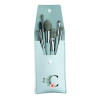 Light blue PU leather makeup brush bag with 8 brushes, a personalized gift for her.