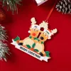 Personalized Reindeer Family Christmas Ornament, resin material with Merry Christmas text, festive holiday decoration