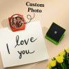 Custom photo metal clip with 'I love you' note, orange magnetic clip with photo magnet