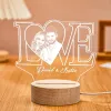 Personalized LOVE 3D Acrylic Night Light with Photo Engraving. Featuring names, a perfect gift.