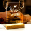 Anniversary night light with custom name and date, transparent acrylic wooden base couple gift
