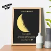 Custom Moon Phase Wooden Frame with Names - Personalized Valentine's Day Gift