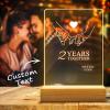 Custom 2nd Anniversary Night Light for Couples - Acrylic Table Lamp Gift