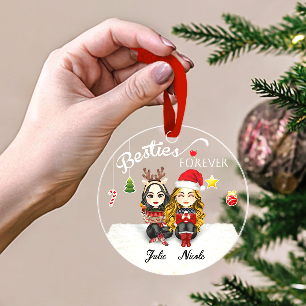 Personalized Besties Forever Acrylic Ornament Christmas Gift