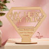 Custom engraved wooden ornament for Mom, diamond shaped with "My Hero My Mum" text, best Mother's Day gift.