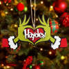 Personalized Grinch-themed Christmas ornament with the name "Hayden" in a heart shape, a unique Christmas gift.