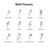 Birth flower chart for personalized jewelry box, January to December floral design.