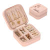 Pink PU leather personalized jewelry box with jewelry inside, ideal gift for her