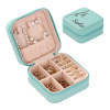 Mint green PU leather jewelry organizer, perfect gift for her, with ring, earring, necklace storage.