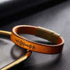 Custom engraved music code PU leather bracelet with magnetic clasp, vintage style.
