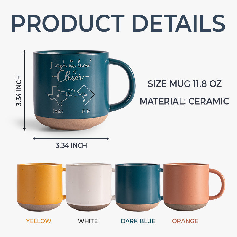 Dark blue ceramic mug with custom design, 11 oz, best friend gift, available in multiple colors