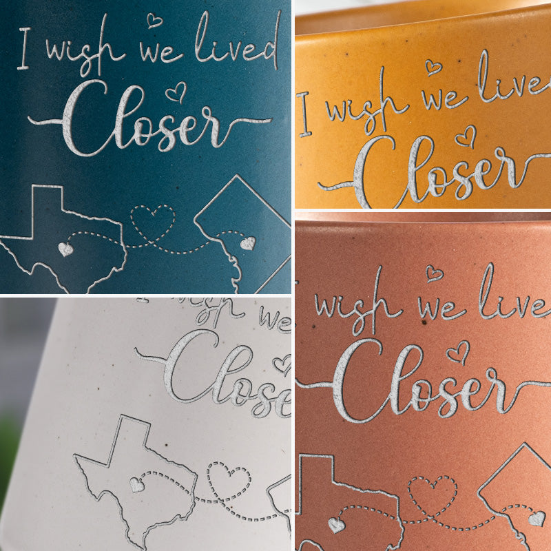 Best friend mugs with 'Closer' design, available in multiple colors.