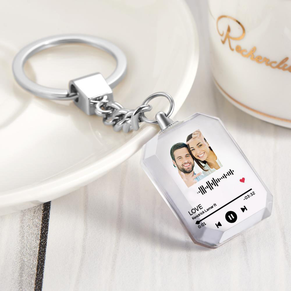 Personalized Crystal Keychain with Photo and scannable code, a perfect gift