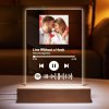Custom acrylic music song plaque night light with couple photo, solid wooden base and scannable code
