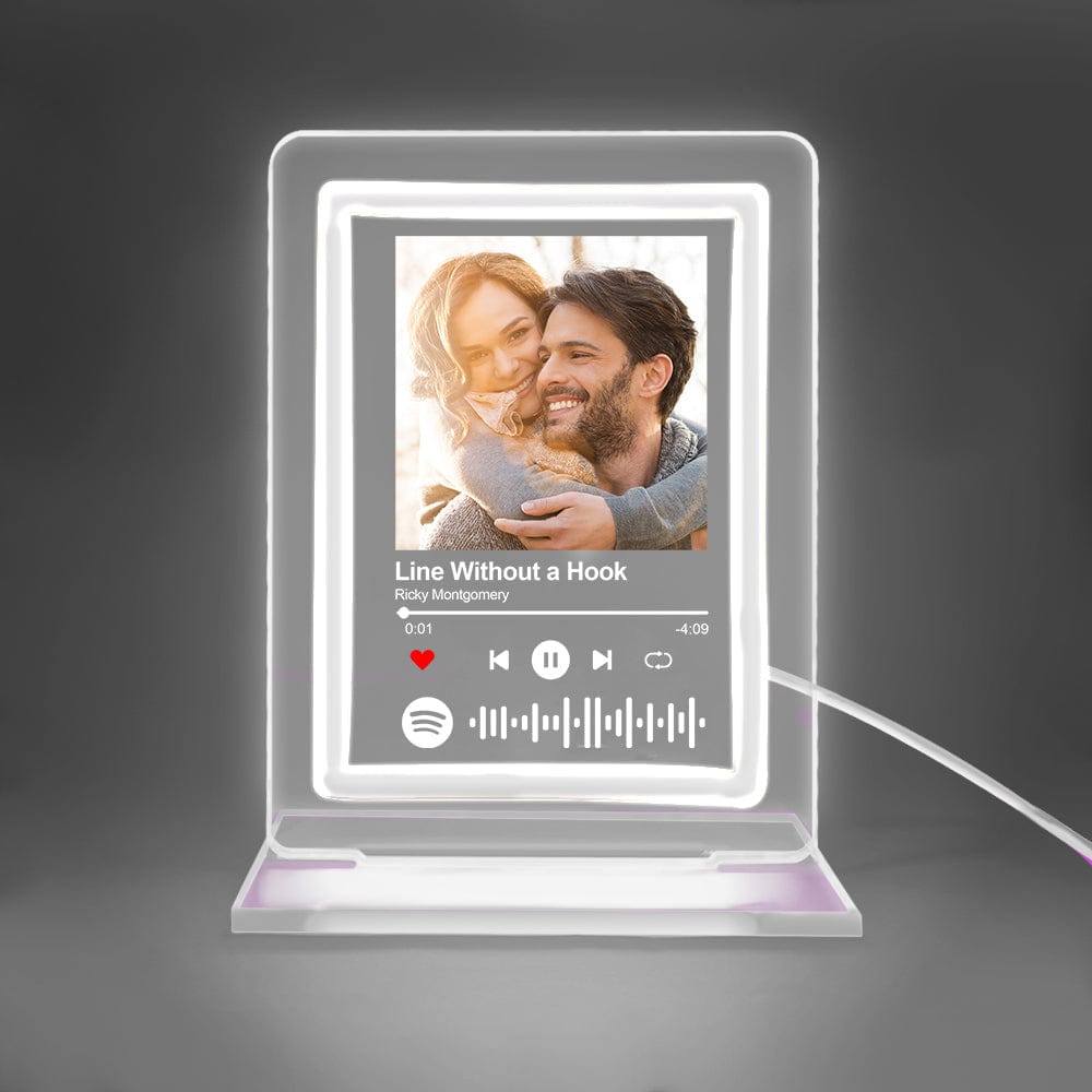 Custom Spotify Night Light with Couple's Photo, Acrylic Plaque Gift, Romantic Glow