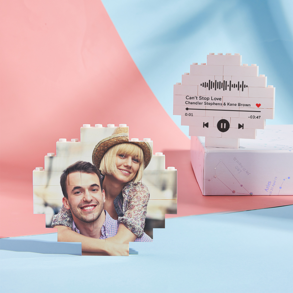 Custom music code photo brick puzzle, PVC material, DIY gift for couple