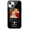 Custom iPhone case with couple photo and scannable music code, black glass