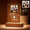 Custom acrylic music song plaque night light with Halloween photo, wooden base and scannable code