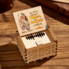 Personalized wooden music box for mother and daughter. Engraved photo and message.