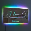 Personalised LED Name Mirror with 'I love C' design and color-changing lights, perfect bedroom decor