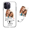 Custom white glass iPhone case with couple photo and "Put Your Records On" music code