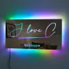 Personalised LED Name Mirror with "I love C" design and color-changing lights, perfect bedroom decor