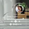 Personalized heart acrylic Spotify photo frame with couple photo and song.