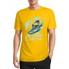 Yellow pure cotton surfing print T-shirt, California design, summer fashion.