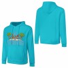 Turquoise cotton California Surfing hoodie, loose fit, for daily wear.