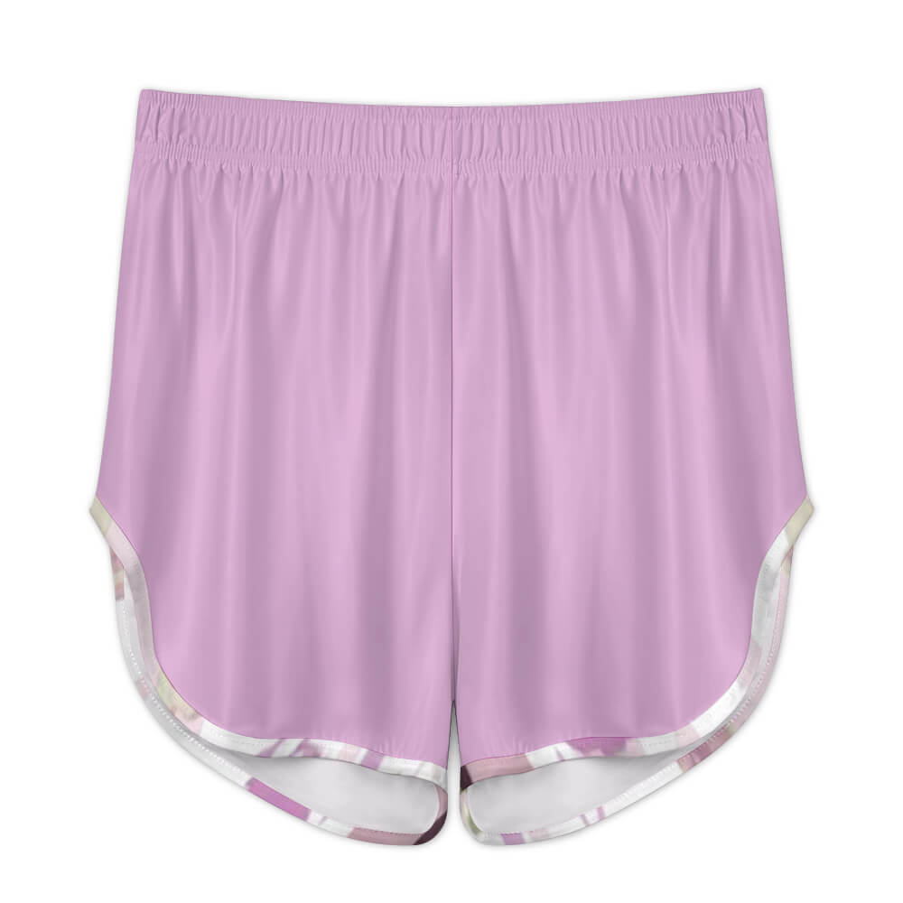 Lilac ice silk shorts with white trim, perfect for a comfortable strap pajama set.