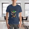 Dark blue men's 100% cotton T-shirt featuring a baseball cartoon graphic and 'Just Do It' print.