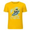 Yellow pure cotton short sleeve surfing T-shirt with California design, summer fashion.
