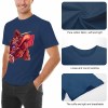 Men's blue cotton t-shirt with red monster graphic, crew neck, and soft fabric. Inkedjoy design.
