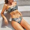 Ladies Two Piece Bikini Swimsuit in floral print with strapless design, perfect for summer beachwear