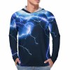 Men's Sun Protection Hoodie with Blue Lightning Print. Long sleeve UV protection hoodie.