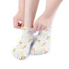 White socks with yellow patterns, comfortable and breathable, suitable for all seasons. Made of large chemical fiber.