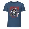 Blue cotton T-shirt with American Legend gorilla print, summer fashion