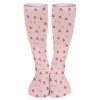 Pink breathable stockings with red heart pattern, made of comfortable large chemical fiber, suitable for everyday wear.