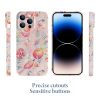 Floral iPhone 14 case with precise cutouts and sensitive buttons, PC plastic, scratch-resistant