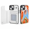 iPhone 14 case, card slot design, drop-resistant with black and white details.