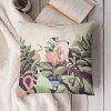 Double-sided plush pillow case with flamingo and floral design, skin-friendly short plush material for bedroom decor.