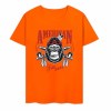 Orange cotton T-shirt with AMERICAN LEGEND gorilla graphic print, summer fashion