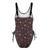 Brown Polka Dot One Piece Swimsuit with Adjustable Straps