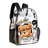 Transparent PVC backpack featuring a bear design, 17-inch size, suitable for work or travel.