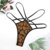 Black mesh thong with heart pattern, perfect for everyday wear or anniversaries.
