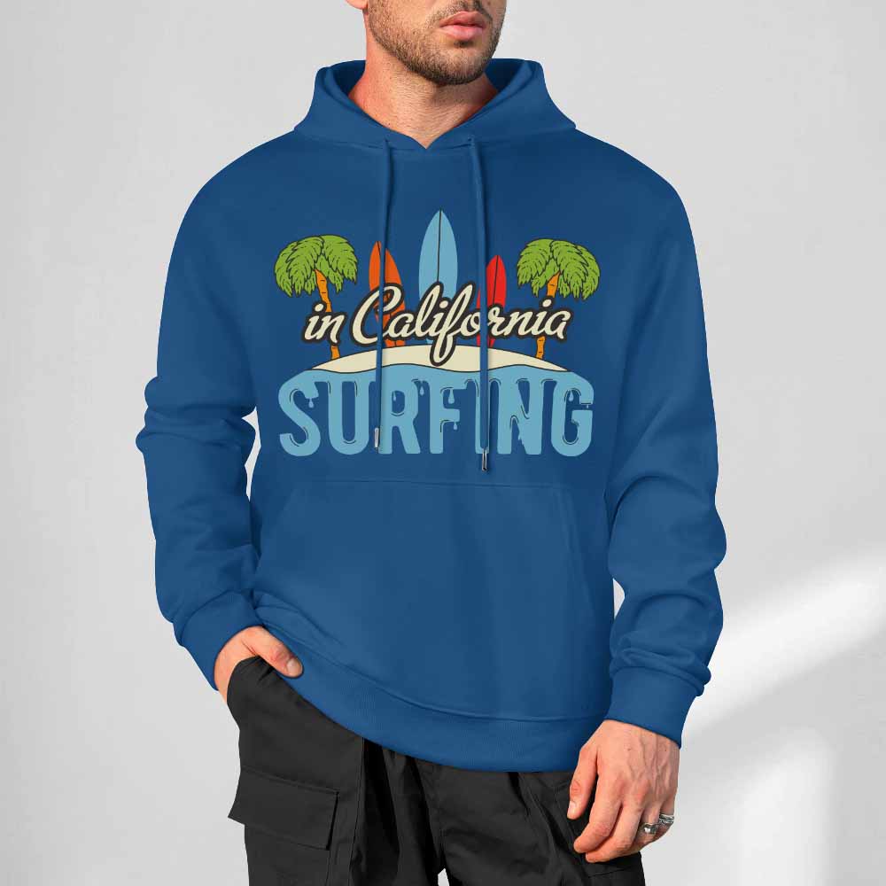 Blue California Surfing Hoodie, cotton, loose fit, for daily wear
