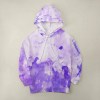 Purple watercolor dropped sleeve hoodie, comfortable fit for casual wear.