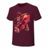 Maroon men's cotton t-shirt with red monster graphic print | Inkedjoy